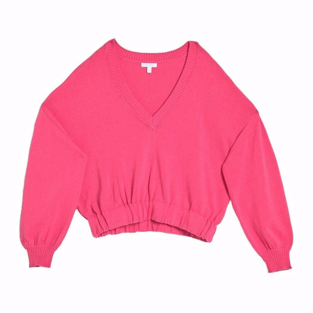 Abound V-Neck Knit Crop Sweater Neon Pink